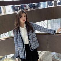 여성 캐주얼 자켓 오피스룩 하객룩 돌잔치 트위드 슬림핏 카라 롱 쉬폰 스커트 봄 가을 겨울 투피스 펜트하우스 김소연 수지 피로연 포켓 재킷