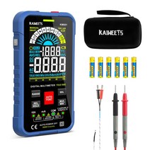 전기테스터기 전파측정기 활선경보기 누설전류계 kaiweets km601 9999 counts digital multimeter smart auto range 1000v 10a, 씨엔, km601-블루