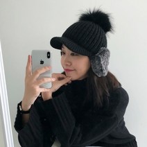 겨울 라쿤털방울 토끼털 귀마개 귀도리 귀덮개 귀덮는 방한모 캠핑 골프 군밤장수 여성 귀달이캡 모자
