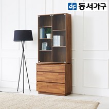 동서가구 LV 라떼 600&800&1200 유리장식장 8종, 06. 라떼 800 3단 유리장식장 (918497) 멀바우 화이트