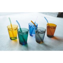 [amabro] 투톤 컬러 내열유리 컵 텀블러 350ml, 그린 x 블루
