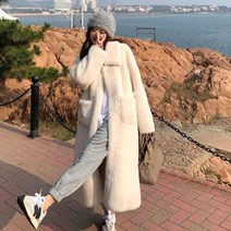 여성 밍크코트 뽀글이 점퍼 페이크 밍크퍼 롱코트 빅사이즈 융털 트렌치코트