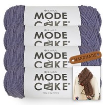 [니뜨] 모드케이크(100g) 뜨개실x4볼+뉴로이드롱머플러도안+라운드엣지라벨 1개, 18_퍼플그레이