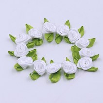 DIY 리본공예 헤어악세사리 헤어핀 헤어밴드 머리핀 헤어 장식 리본 미니 새틴 리본 꽃 실크 로즈 헤드 50, 한개옵션1, 09 white Rosette