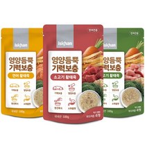 와와펫 이즈칸 독 영양듬뿍 기력보충 소고기황태 연어황태 닭고기황태100g 4개씩12개 강아지죽 노령견, 12개