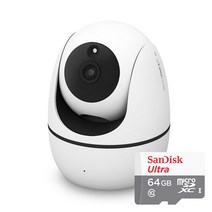 EFM네트웍스 IPTIME 300만화소 실내용 360도 회전형 반려동물 와이파이 무선 홈카메라 CCTV C300, IPTIME C300+Micro SD카드 64GB