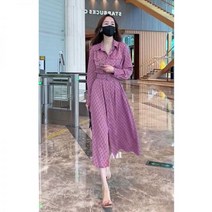 여성 봄가을 셀럽 한혜진 정장 셔츠 원피스 로맨틱 고급 핑크 허리 벨트 오피스룩
