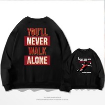 YOULL NEVER WALK ALONE 스티븐 제라드 리버풀 맨투맨 봄 가을 빅사이즈 긴팔 남자 여자 축구 커플 루즈핏