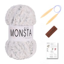 마마니트 몬스타 쁘띠목도리 DIY 세트, 22 화이트&블랙혼합