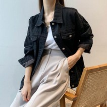 지니슬로우 여자 봄 루즈핏 데님 청자켓