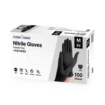 코스모스웨이 튼튼한 니트릴 장갑 100매입, 블랙, S, 1개