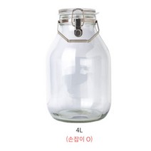 셀러메이트 밀폐 유리 병 용기 원터치 오일 앙념 육수 보틀 담금주 과일 매실 청 피클, 유리용기, 손잡이 유리용기(4L)