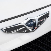 INBES 제네시스 G80 엠블럼 카본 데칼 스티커 튜닝 용품, 흑크롬, 1개