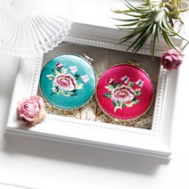 [BOBU] 모란문양 자수 손거울 콤팩트(5colors)_ 210815EA, 5 블루, 본상품선택