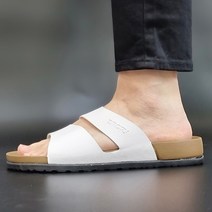 가죽 스트랩 슬리퍼 (남녀 공용 화이트 블랙 브라운) 커플 여름 신발
