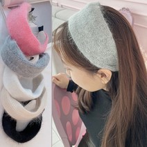 바보사랑 와이드 앙고라 헤어밴드 니트 명품 여자 넓은 머리띠.유니블리