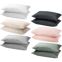 이케아 DVALA 드발라 베개커버 2개입 50x80cm 침구 배게 순면 베겟잎 패드 쿠션커버, 그레이그린