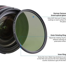 JJC CPL 필터 초슬림 광학 멀티 코팅 원형 편광기 37mm 40.5mm 46mm 52mm 82mm, 06 77mm