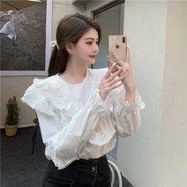 화이트셔츠 봄계절 페플럼 커프스 와이셔츠 여성 머메이드한 상의 2047513882
