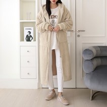 도도해닷컴 여자 양털 후리스 롱 후드 점퍼 가디건 집업 오버핏 보아털