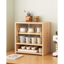 회사 탕비실 부엌 커피 컵선반 케이스 차 보관 캐비닛, 브라운 2단