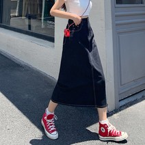 블랙 데님 스커트