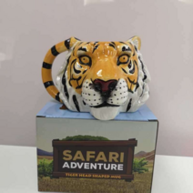 호랑이 머리 사자 동물 세라믹 컵 3D 입체 머그 컵 물, 얼룩말 손잡이