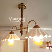 [산본 문화조명] 발레리니 2등 펜던트 도자기 식탁등 인테리어조명, 본품 + LED 에디슨 G95 X2