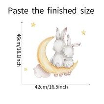 골드 문 벽 스티커에 앉아 만화 두 귀여운 흰 토끼 다시 스티커의보기 어린이 방 장식 PVC 벽화, [01] 2 BUNNY