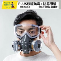 방독면 산업용 방진 방연 방독 마스크 전용 송기 화재 화학 분진 1급 대피용 전면, PS방독방진+안개안경(필터4매, 귀마개2매)