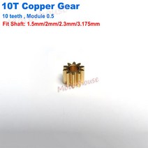 웜기어 베벨기어 톱니바퀴 0.5 모듈러스 10T 톱니 5mm 2mm 3.175mm 샤프트 직경 메인 스핀들 구리 기어에, 03 2.3mm