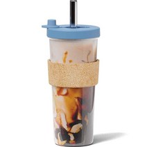 Dodoko 710ml(24온스) 누출 방지 재사용 가능한 보바 컵 및 스무디 텀블러 재밀봉 뚜껑 플러그 포함 | 버블티 보바를 위한 넓은 스테인리스 스틸 빨대 식기세척기 사용, Breeze