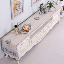 chinapnp0.5 테이블러너 텔러비전선반 식탁보 레이스 패브릭아트 직사각형 거실 화장대 신발장 긴테이블 커버먼지방지 덮개천, T04-몽라란자색, C03-40*240CM(적합 장롱 175-200CM)
