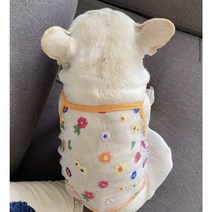 강아지옷 꽃자수 여름 끈나시 중형견 옷 L-2XL, 오렌지