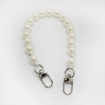 투엠홀릭 진주 골드 실버 스트랩 구슬 핸드폰 줄, 레이디 실버