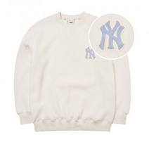 MLB 로고 베이직 후리스 오버핏 맨투맨 NY Cream