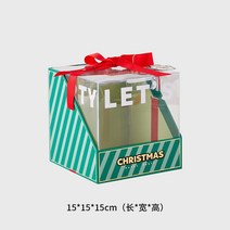 포장 케이스 크리스마스 PVC 투명 선물 상자 휴대용 리본 고급 라지 사과 베이킹 케이크 세트 빈 제작가능, 02 사각PVC선물세트-그린