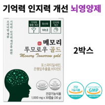 기억력 인지력개선을 위한 뇌건강 영양제 메모리 투모로우 골드 리뉴얼제품 이시형박사 포스파티딜세린 최대함량 은행잎 추출잎, 30정, 2개
