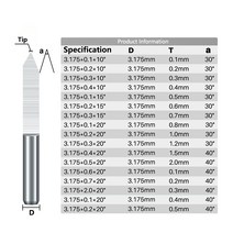 XCAN V 모양 밀링 커터 30 40 도 3.175mm(1/8 '') 생크 카바이드 PCB 조각 비트 CNC 라우터 도구 10 개, 04 10PCS degree30X0.4mm