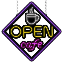LED보드나라 영업중 LED간판 OPEN LED 미용실 카페 네온 사인 미니간판, I-2_대형 OPENCAFE 화이트컵 보드