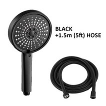 미니 냉장고 125 패널 샤워헤드 5가지 모드 조절 가능한 고압 샤워기 세트 절수 욕실 액세서리, Black Set 1