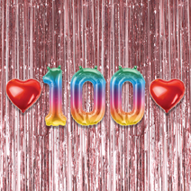100일 이벤트 포토존 세트 아기 기념일 커플 축하 기념 숫자 풍선 하트, 06.커튼-(로즈골드)-100(소)-칵테일