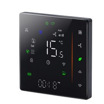 EU 히터 쿨러 스마트 온도 조절기 WIFI 100% 0-10V 비례 제어 밸브 24 파이프 3 고속 작동 Alexa Google 홈, 02 Black_01 220V 2P 3speed