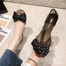 유블리 여성 발편한 방수 도트 리본 젤리 플랫슈즈 젤루아