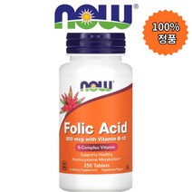[2개] 나우푸드 엽산 800mcg 250정 비타민B12 시아노코발라민 Folate, 2개