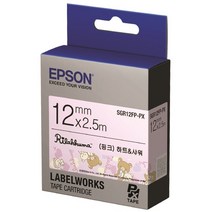 EPSON 라벨프린터리본 리락쿠마SGR12FP 분홍/흑문자 오피스용품/사무용품/사무실용품/사무비품/회사비품/문구류/문구용품/라벨테이프/라벨프린터