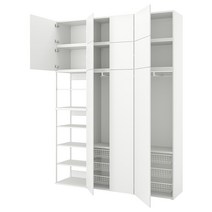 이케아 PLATSA 플랏사 옷장+도어11 - 화이트/FONNES 폰네스 화이트 200x42x261 cm