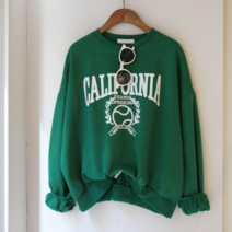 키홍샵 캘포 발포 나염 레터링 여자맨투맨 티셔츠