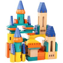 스칸디코 호환 블록 발도르프 교구 원목 나무 블록, 69PCS 캐슬