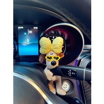 깜빡이인형 자동차 장식인형 자동차 방향지시등 와이퍼실내장식 깜빡이인형, 노란 나비 선글라스 개 방패 장식